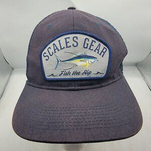 Scales Gear Fish The Rip Blue Trucker Hat Adjustable Snapback Mesh Back